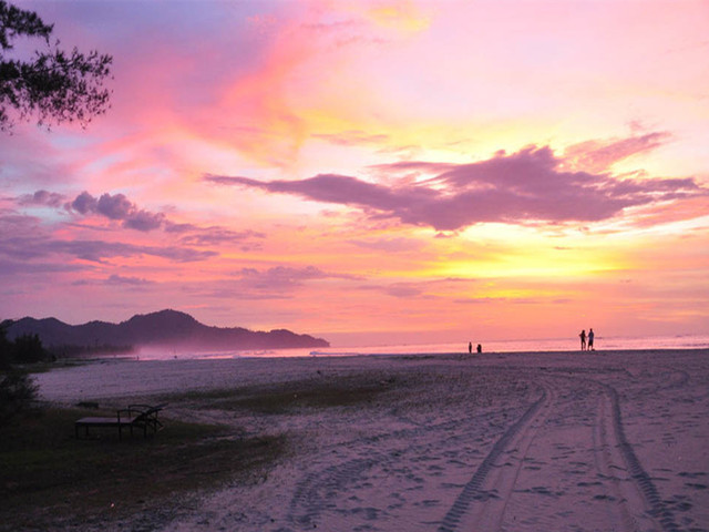 风景篮球夕阳照