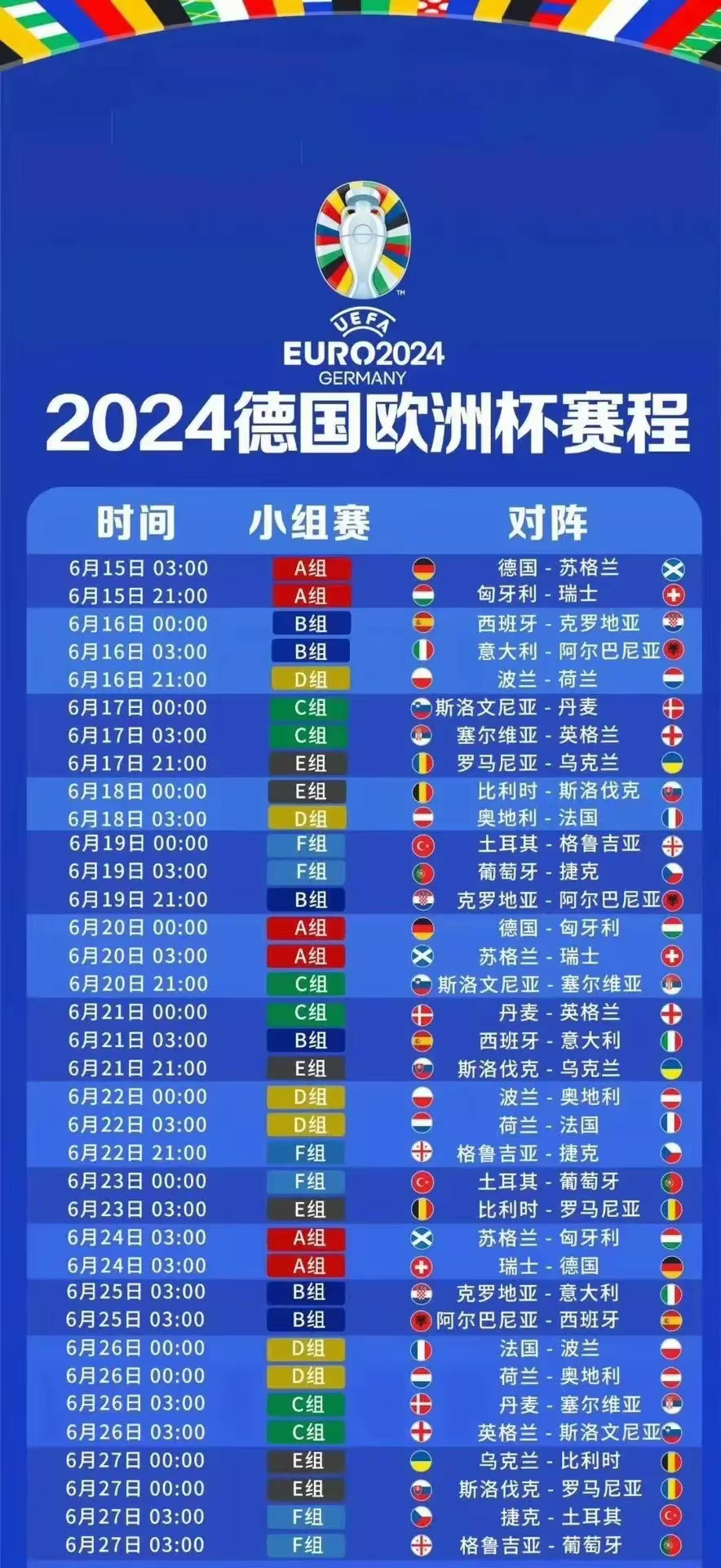 2024欧洲杯举行时间表